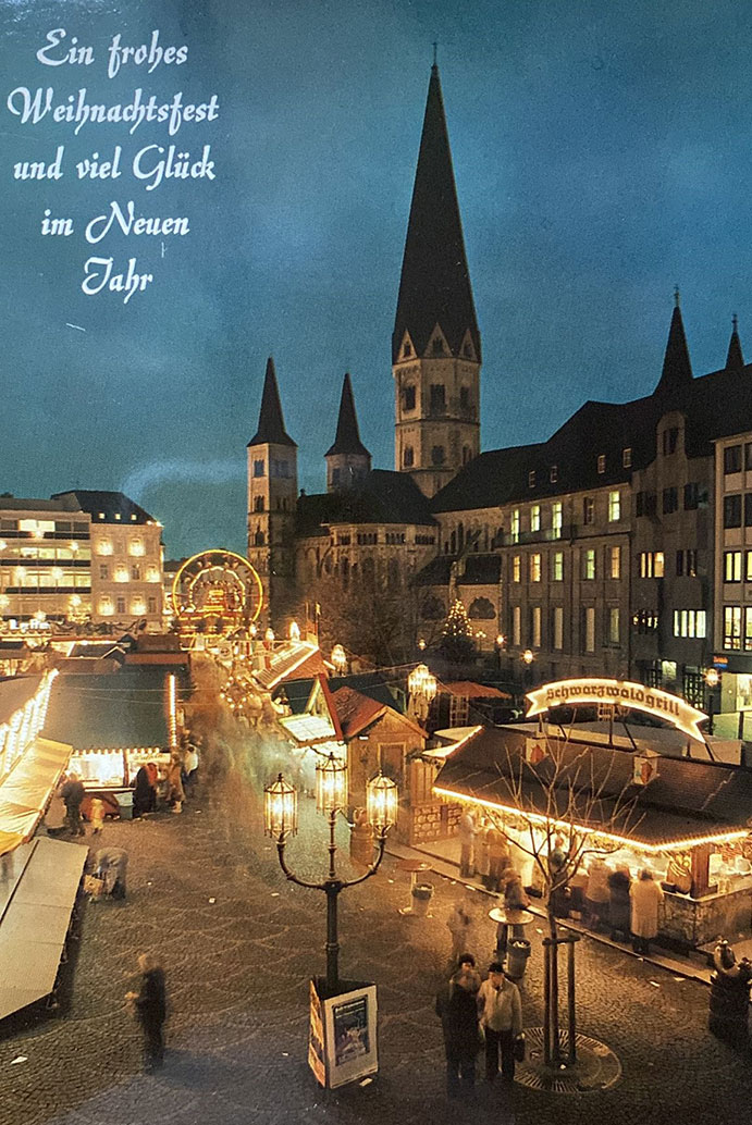 Postkarte mit Weihnachtsmarkt aus dem Jahr 1983