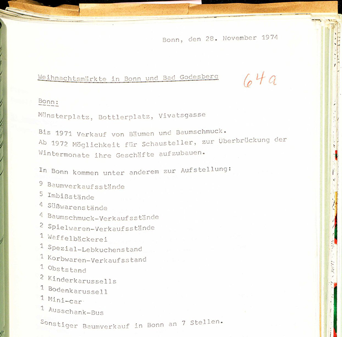 Auszug aus einer Akte des Ordnungsamtes 1974
